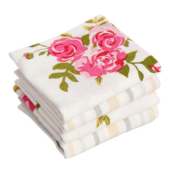 Set Of Four Helmsley Blush Floral Cotton Napkins, 2 of 6