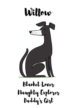 Whippet Personalised Dog Name And Personality Print, 6 of 6