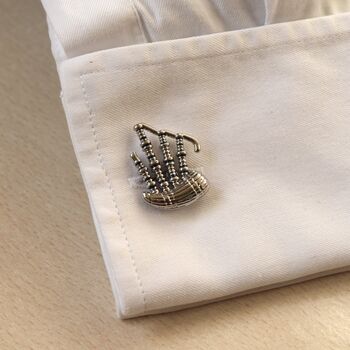Bagpipe Silver Cufflinks Gift For Musicians 316 L Stainless Steel, 6 of 6