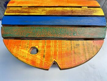 Handcrafted Multicoloured Wooden Fish Mini Stool Table, 11 of 12