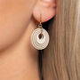 Cream And Pearlescent Taupe Stripey Circular Earrings, thumbnail 2 of 7