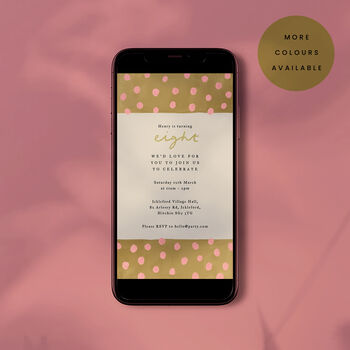 Digital Download Birthday Party Invite With Polka Dot Border, 3 of 6