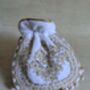 White Velvet Handcrafted Luxury Potli/Wrist Bag, thumbnail 3 of 7