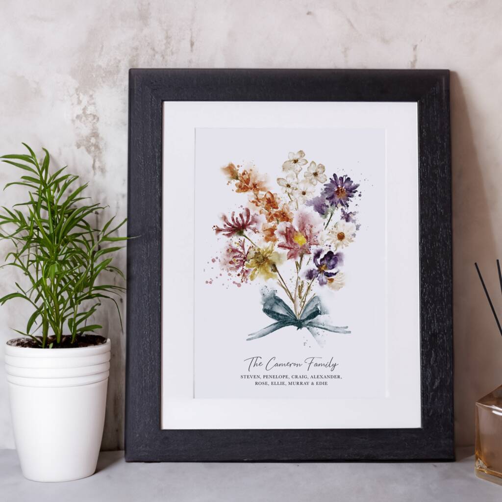 Watercolour Family Birth Month Flower Print, 1 of 7