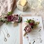 Dusty Pink, Burgundy And Blush Flower Boutonniere, thumbnail 7 of 8