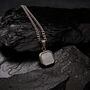 Silver Moonstone Pendant With Engraving, White Quartz Stone Necklace, thumbnail 7 of 10
