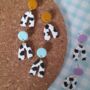 Polymer Clay Mini Cow Arch Earrings, thumbnail 2 of 2