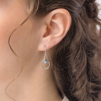 Sterling Silver And Blue Fire Opal Drop Earrings, 2 of 7