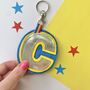 Two Tone Letter Rainbow Keyring Made With Vegan Leather, thumbnail 4 of 9