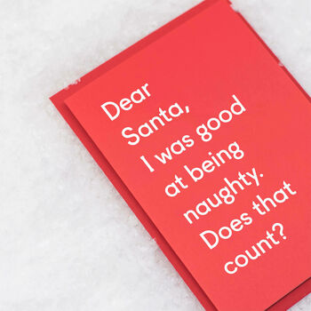 'Good At Being Naughty' Funny Christmas Card, 4 of 6