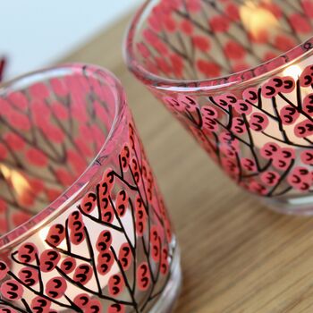 Red Berry Painted Tea Light Holders, 2 of 5