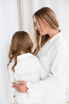 Embroidered Personalised 'Mrs' Satin Pyjamas For Brides, 9 of 12