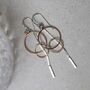 Sterling Silver Rose Gold Essential Dangly Earrings, thumbnail 2 of 10