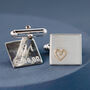 Personalised Wedding Cufflinks. Gold Heart Cufflinks, thumbnail 7 of 9