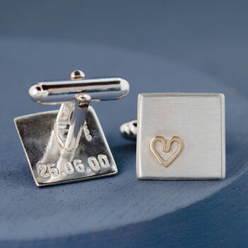 Personalised Wedding Cufflinks. Gold Heart Cufflinks, 7 of 9