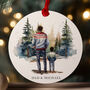 Personalised Father And Son Christmas Bauble – Custom Names – Dad And Child Acrylic Ornament – Winter Forest Festive Keepsake, thumbnail 1 of 5