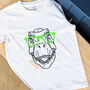 Kids Personalised Dinosaur With Glasses T Shirt, thumbnail 2 of 4