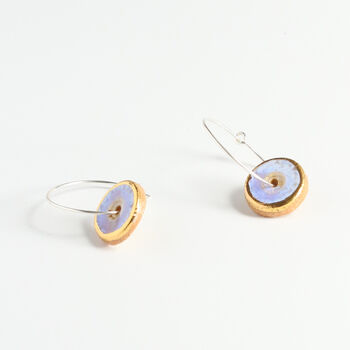 Ceramic, Glass And Gold Opal Frost Sterling Silver Hoop Earrings, 2 of 6