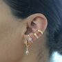 Gold Plated 925 Sterling Silver Flower Ear Climber Cuff, thumbnail 2 of 9