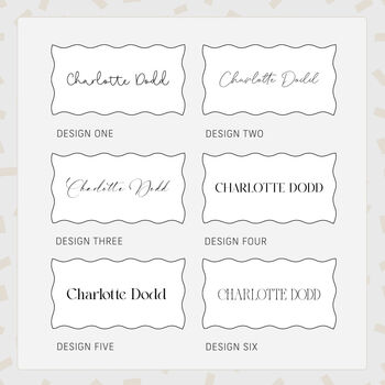 Personalised White Wavy Edge Wedding And Event Gold Foiled Place Cards, 4 of 4