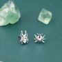 Sterling Silver Tiny Mismatched Stag Beetle Stud Earrings, thumbnail 6 of 12