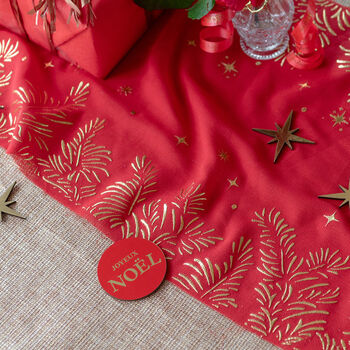 Red Glittering Christmas Table Runner 27cm X Two.5m, 2 of 4