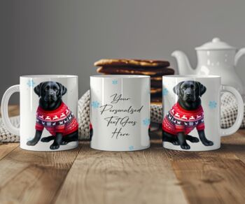 Personalised Black Labrador In Christmas Jumper Mug, 2 of 2