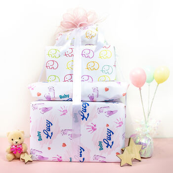Personalised Baby Footprint Wrapping Paper, 3 of 5