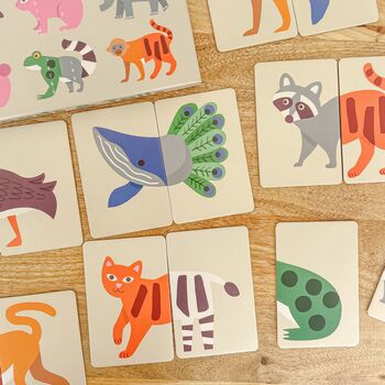 Zoo Animals Puzzle Heads And Tails Game Children's Gift, 2 of 4