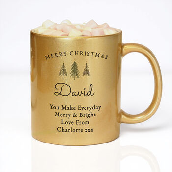 Personalised Christmas Tree Gold Glitter Mug, 3 of 5