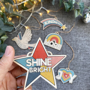 Shine Bright Wooden Christmas Tree Decoration, 4 of 4