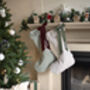 Personalised Beige Gingham Stocking Velvet Bow, thumbnail 3 of 6