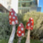 Set Of Three Wooden Red Mushrooms For Garden, thumbnail 4 of 10