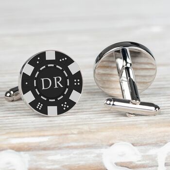 Personalised Silver Poker Chip Cufflinks, 2 of 5