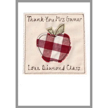 Personalised Thank You Teacher Embroidered Card For Him Or Her, 10 of 11
