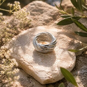 14 Interlocking Russian Links Sterling Silver Ring, 2 of 8