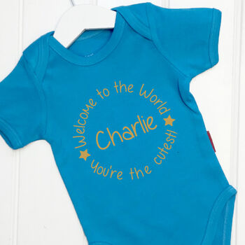Personalised New Baby Welcome Babygrow, 2 of 8
