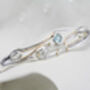 Silver Bangle With Blue Topaz, Pearl And White Cubic Zirconia, thumbnail 2 of 7