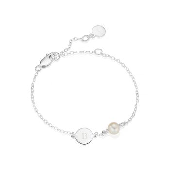 Personalised Sterling My First Pearl Disc Bracelet – Christening, Birthday Or Flower Girl Gift, 2 of 4