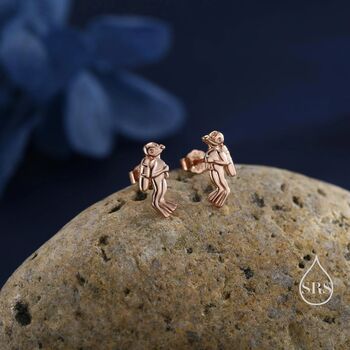 Sterling Silver Tiny Scuba Diver Stud Earrings, 5 of 12