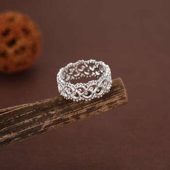 Sterling Silver Lace Filigree Band Ring, 4 of 12