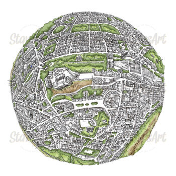 The Edinburgh Globe Hand Drawn Map Art, 5 of 5