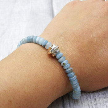 Aquamarine March Birthstone Personalised Bracelet, 9 of 11