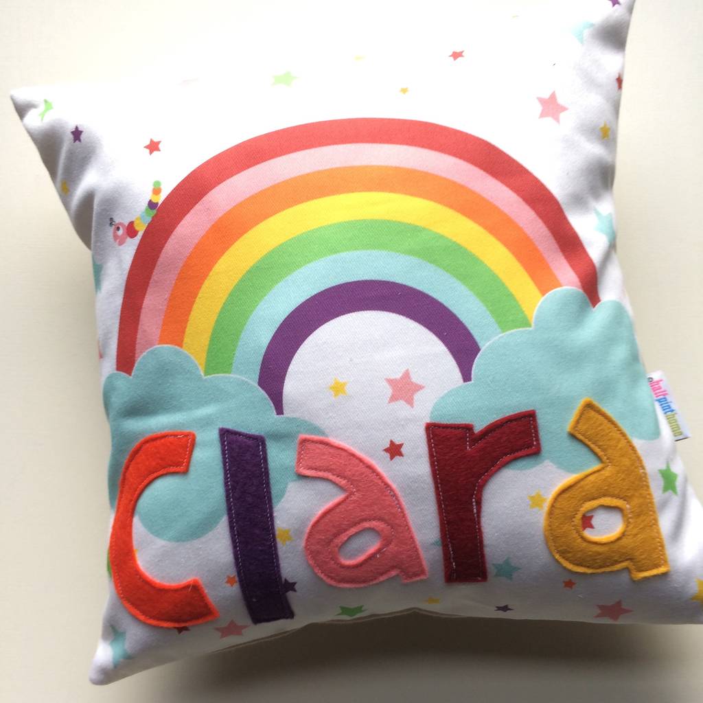 Personalised Children's Rainbow Cushion By Half Pint Home ...