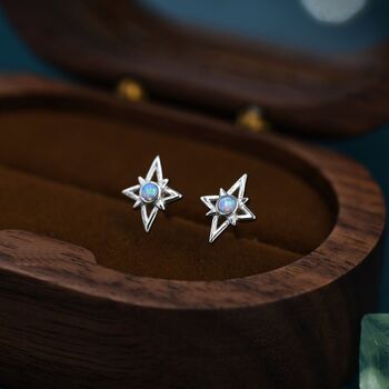 North Star Opal Stud Earrings In Sterling Silver, 3 of 11