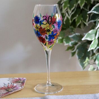 30th Birthday Wine Glass With Floral Design, 4 of 9