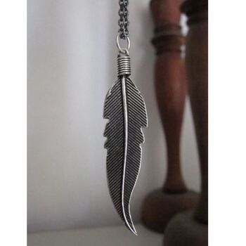 Wdts Large Feather Silver Necklace, 3 of 3