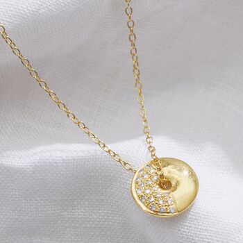 Moon Phase Necklace In Gold Vermeil With Diamonds, 10 of 12