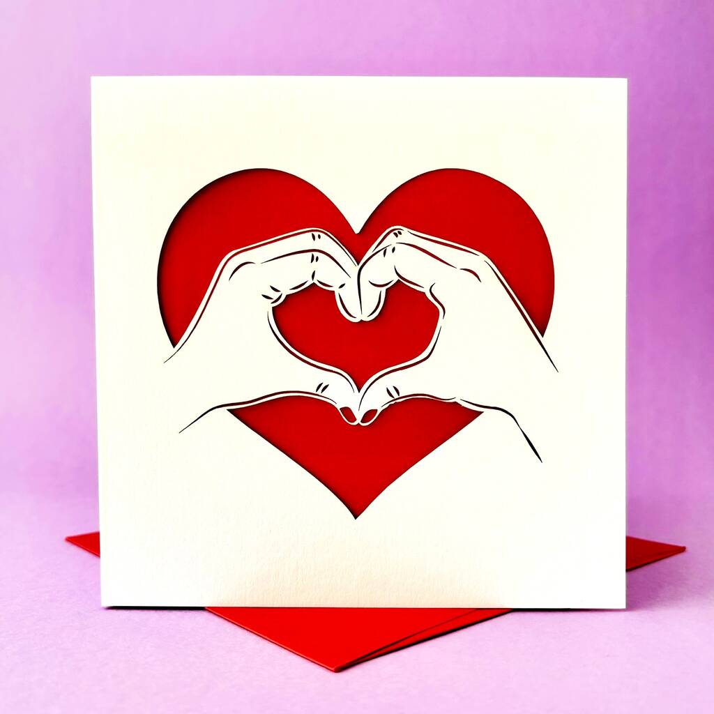 Heart Hands Papercut Card, 1 of 5