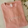 Feminist Hand Embroidered Dusky Pink Sweater, thumbnail 1 of 4
